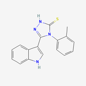 molecular formula C17H14N4S B2744960 3-(1H-indol-3-yl)-4-(2-methylphenyl)-4,5-dihydro-1H-1,2,4-triazole-5-thione CAS No. 438030-27-4