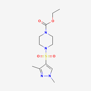 molecular formula C12H20N4O4S B2744961 ethyl 4-((1,3-dimethyl-1H-pyrazol-4-yl)sulfonyl)piperazine-1-carboxylate CAS No. 1172101-76-6