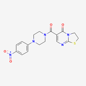 molecular formula C17H17N5O4S B2744965 6-(4-(4-nitrophenyl)piperazine-1-carbonyl)-2H-thiazolo[3,2-a]pyrimidin-5(3H)-one CAS No. 532966-47-5
