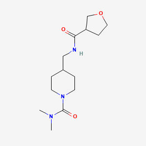 molecular formula C14H25N3O3 B2744966 N,N-dimethyl-4-((tetrahydrofuran-3-carboxamido)methyl)piperidine-1-carboxamide CAS No. 2034283-32-2