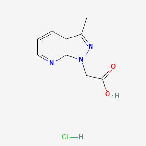 molecular formula C9H10ClN3O2 B2744967 2-{3-甲基-1H-吡唑并[3,4-b]吡啶-1-基}乙酸盐 CAS No. 2126159-93-9