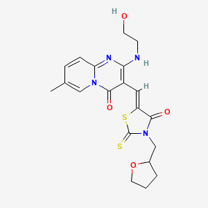 molecular formula C20H22N4O4S2 B2744968 (Z)-5-((2-((2-hydroxyethyl)amino)-7-methyl-4-oxo-4H-pyrido[1,2-a]pyrimidin-3-yl)methylene)-3-((tetrahydrofuran-2-yl)methyl)-2-thioxothiazolidin-4-one CAS No. 487035-54-1