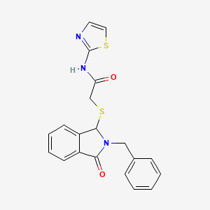 molecular formula C20H17N3O2S2 B2744970 2-[(2-benzyl-3-oxo-2,3-dihydro-1H-isoindol-1-yl)sulfanyl]-N-(1,3-thiazol-2-yl)acetamide CAS No. 866008-73-3