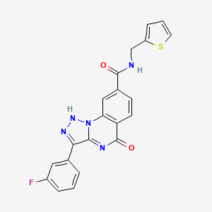 molecular formula C21H14FN5O2S B2744972 3-(3-fluorophenyl)-5-oxo-N-[(thiophen-2-yl)methyl]-4H,5H-[1,2,3]triazolo[1,5-a]quinazoline-8-carboxamide CAS No. 1031595-09-1