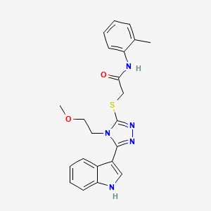 molecular formula C22H23N5O2S B2744984 2-((5-(1H-indol-3-yl)-4-(2-methoxyethyl)-4H-1,2,4-triazol-3-yl)thio)-N-(o-tolyl)acetamide CAS No. 852144-57-1