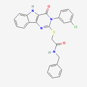 molecular formula C25H19ClN4O2S B2744987 N-benzyl-2-((3-(3-chlorophenyl)-4-oxo-4,5-dihydro-3H-pyrimido[5,4-b]indol-2-yl)thio)acetamide CAS No. 536713-36-7