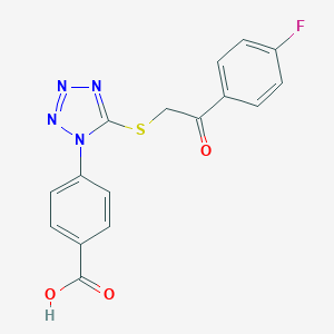 molecular formula C16H11FN4O3S B274499 4-(5-{[2-(4-fluorophenyl)-2-oxoethyl]sulfanyl}-1H-tetrazol-1-yl)benzoic acid 