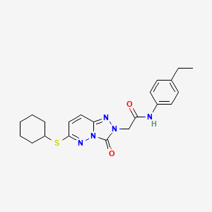 molecular formula C21H25N5O2S B2744992 2-(6-(cyclohexylthio)-3-oxo-[1,2,4]triazolo[4,3-b]pyridazin-2(3H)-yl)-N-(4-ethylphenyl)acetamide CAS No. 1040653-16-4