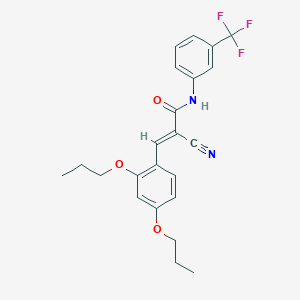 molecular formula C23H23F3N2O3 B2744994 (E)-2-cyano-3-(2,4-dipropoxyphenyl)-N-[3-(trifluoromethyl)phenyl]prop-2-enamide CAS No. 568574-09-4