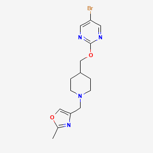 molecular formula C15H19BrN4O2 B2745002 4-[[4-[(5-Bromopyrimidin-2-yl)oxymethyl]piperidin-1-yl]methyl]-2-methyl-1,3-oxazole CAS No. 2380042-98-6
