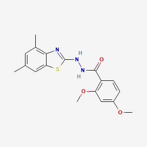molecular formula C18H19N3O3S B2745008 N'-(4,6-二甲基-1,3-苯并噻唑-2-基)-2,4-二甲氧基苯甲酰肼 CAS No. 851987-18-3