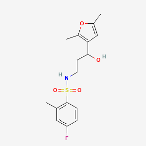 molecular formula C16H20FNO4S B2745010 N-(3-(2,5-dimethylfuran-3-yl)-3-hydroxypropyl)-4-fluoro-2-methylbenzenesulfonamide CAS No. 1421497-74-6