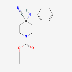 molecular formula C18H25N3O2 B2745016 Tert-butyl4-cyano-4-(P-tolylamino)piperidine-1-carboxylate CAS No. 1240785-19-6