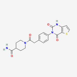 molecular formula C20H20N4O4S B2745024 1-(2-(4-(2,4-dioxo-1,2-dihydrothieno[3,2-d]pyrimidin-3(4H)-yl)phenyl)acetyl)piperidine-4-carboxamide CAS No. 892261-36-8