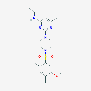 molecular formula C20H29N5O3S B2745028 N-ethyl-2-(4-((5-methoxy-2,4-dimethylphenyl)sulfonyl)piperazin-1-yl)-6-methylpyrimidin-4-amine CAS No. 923178-82-9