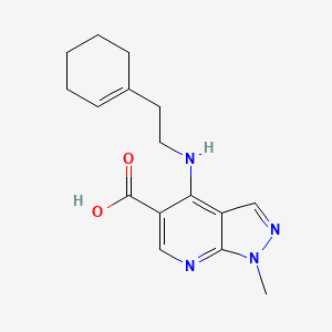 molecular formula C16H20N4O2 B2745054 4-{[2-(1-环己烯基)乙基]氨基}-1-甲基-1H-吡唑并[3,4-b]吡啶-5-甲酸 CAS No. 866040-07-5