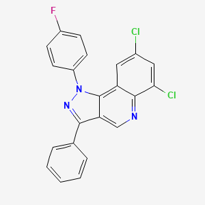 molecular formula C22H12Cl2FN3 B2745059 6,8-dichloro-1-(4-fluorophenyl)-3-phenyl-1H-pyrazolo[4,3-c]quinoline CAS No. 901045-02-1