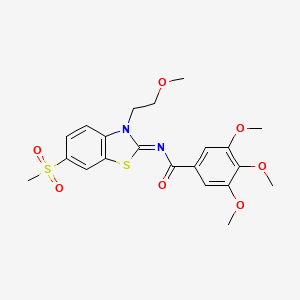 molecular formula C21H24N2O7S2 B2745062 3,4,5-trimethoxy-N-[3-(2-methoxyethyl)-6-methylsulfonyl-1,3-benzothiazol-2-ylidene]benzamide CAS No. 864976-98-7