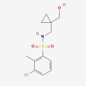 molecular formula C12H16ClNO3S B2745069 3-chloro-N-((1-(hydroxymethyl)cyclopropyl)methyl)-2-methylbenzenesulfonamide CAS No. 1257553-62-0