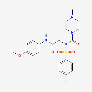 molecular formula C22H28N4O5S B2745076 N-(2-((4-methoxyphenyl)amino)-2-oxoethyl)-4-methyl-N-tosylpiperazine-1-carboxamide CAS No. 887196-73-8