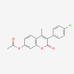 molecular formula C18H13ClO4 B2745086 3-(4-chlorophenyl)-4-methyl-2-oxo-2H-chromen-7-yl acetate CAS No. 859324-11-1