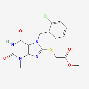 molecular formula C16H15ClN4O4S B2745098 甲基 2-[7-[(2-氯苯基)甲基]-3-甲基-2,6-二氧代嘧啶-8-基]硫代乙酸酯 CAS No. 401841-78-9