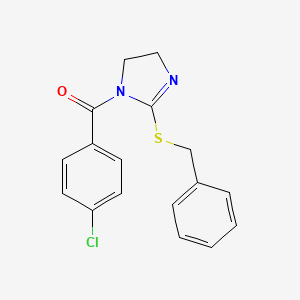 molecular formula C17H15ClN2OS B2745109 (2-Benzylsulfanyl-4,5-dihydroimidazol-1-yl)-(4-chlorophenyl)methanone CAS No. 851863-94-0
