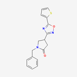 molecular formula C17H15N3O2S B2745110 1-Benzyl-4-(5-(thiophen-2-yl)-1,2,4-oxadiazol-3-yl)pyrrolidin-2-one CAS No. 1171341-07-3