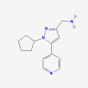 molecular formula C14H18N4 B2745113 [1-环戊基-5-(吡啶-4-基)-1H-吡唑-3-基]甲胺 CAS No. 2097936-90-6