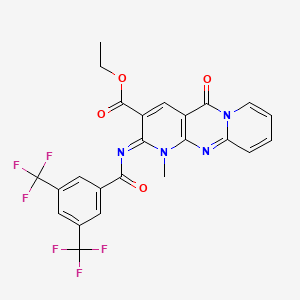molecular formula C24H16F6N4O4 B2745124 (E)-ethyl 2-((3,5-bis(trifluoromethyl)benzoyl)imino)-1-methyl-5-oxo-2,5-dihydro-1H-dipyrido[1,2-a:2',3'-d]pyrimidine-3-carboxylate CAS No. 685859-52-3