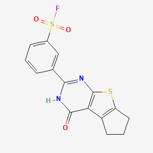 molecular formula C15H11FN2O3S2 B2745133 3-(12-Oxo-7-thia-9,11-diazatricyclo[6.4.0.02,6]dodeca-1(8),2(6),9-trien-10-yl)benzenesulfonyl fluoride CAS No. 2190738-29-3