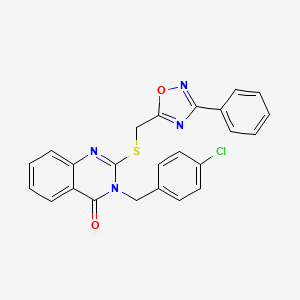 molecular formula C24H17ClN4O2S B2745138 3-(4-chlorobenzyl)-2-(((3-phenyl-1,2,4-oxadiazol-5-yl)methyl)thio)quinazolin-4(3H)-one CAS No. 2034368-86-8