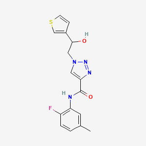 molecular formula C16H15FN4O2S B2745142 N-(2-氟-5-甲基苯基)-1-(2-羟基-2-(噻吩-3-基)乙基)-1H-1,2,3-三唑-4-羧酰胺 CAS No. 2034589-22-3