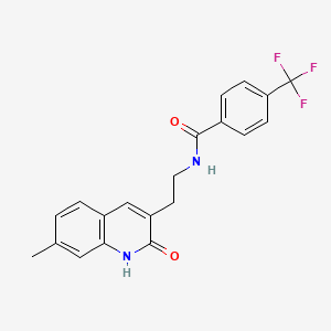 molecular formula C20H17F3N2O2 B2745146 N-(2-(7-甲基-2-氧代-1,2-二氢喹啉-3-基)乙基)-4-(三氟甲基)苯甲酰胺 CAS No. 851405-37-3