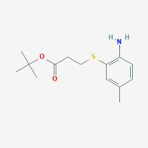 molecular formula C14H21NO2S B2745148 Tert-butyl 3-(2-amino-5-methylphenyl)sulfanylpropanoate CAS No. 1714679-89-6