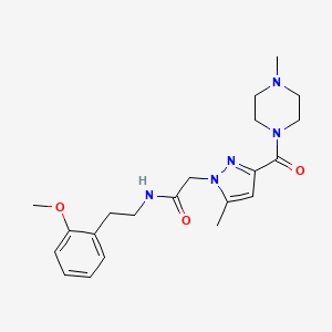 molecular formula C21H29N5O3 B2745149 N-(2-methoxyphenethyl)-2-(5-methyl-3-(4-methylpiperazine-1-carbonyl)-1H-pyrazol-1-yl)acetamide CAS No. 1171147-98-0