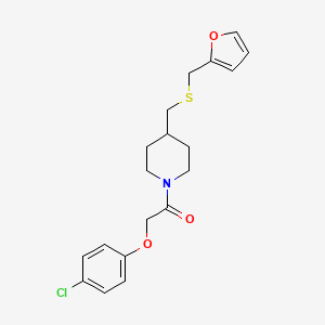 molecular formula C19H22ClNO3S B2745160 2-(4-Chlorophenoxy)-1-(4-(((furan-2-ylmethyl)thio)methyl)piperidin-1-yl)ethanone CAS No. 1396746-03-4