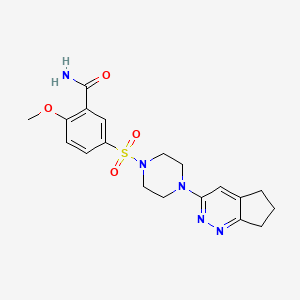 molecular formula C19H23N5O4S B2745162 5-((4-(6,7-二氢-5H-环戊[c]嘧啶-3-基)哌嗪-1-基)磺酰基)-2-甲氧基苯甲酰胺 CAS No. 2034470-80-7