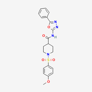 molecular formula C21H22N4O5S B2745165 1-(4-methoxybenzenesulfonyl)-N-(5-phenyl-1,3,4-oxadiazol-2-yl)piperidine-4-carboxamide CAS No. 870987-01-2