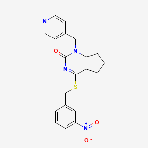 molecular formula C20H18N4O3S B2745168 4-((3-nitrobenzyl)thio)-1-(pyridin-4-ylmethyl)-6,7-dihydro-1H-cyclopenta[d]pyrimidin-2(5H)-one CAS No. 899958-11-3