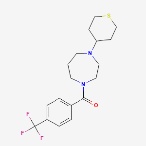 molecular formula C18H23F3N2OS B2745174 [4-(Thian-4-yl)-1,4-diazepan-1-yl]-[4-(trifluoromethyl)phenyl]methanone CAS No. 2320179-17-5