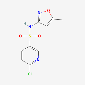 molecular formula C9H8ClN3O3S B2745175 6-氯-N-(5-甲基-1,2-噁唑-3-基)吡啶-3-磺酰胺 CAS No. 622798-03-2