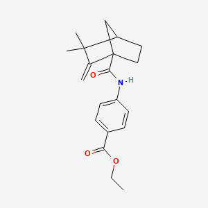 molecular formula C20H25NO3 B2745181 Ethyl 4-{[(3,3-dimethyl-2-methylenebicyclo[2.2.1]hept-1-yl)carbonyl]amino}benzoate CAS No. 539808-23-6