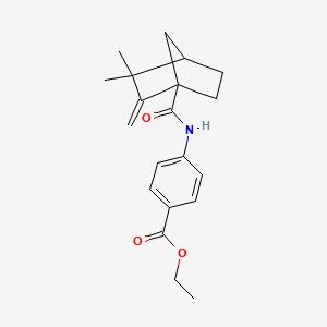 molecular formula C20H25NO3 B2745181 乙酸-4-{[(3,3-二甲基-2-甲烯基双环[2.2.1]庚-1-基)羰基]氨基}苯甲酯 CAS No. 539808-23-6