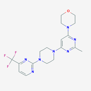 molecular formula C18H22F3N7O B2745187 4-(2-Methyl-6-{4-[4-(trifluoromethyl)pyrimidin-2-yl]piperazin-1-yl}pyrimidin-4-yl)morpholine CAS No. 2415489-72-2