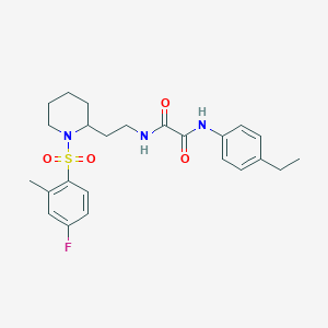 molecular formula C24H30FN3O4S B2745189 N1-(4-ethylphenyl)-N2-(2-(1-((4-fluoro-2-methylphenyl)sulfonyl)piperidin-2-yl)ethyl)oxalamide CAS No. 898426-95-4
