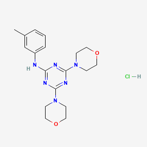 molecular formula C18H25ClN6O2 B2745192 4,6-dimorpholino-N-(m-tolyl)-1,3,5-triazin-2-amine hydrochloride CAS No. 1179401-10-5
