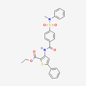 molecular formula C27H24N2O5S2 B2745196 乙酸-3-[[4-(甲基(苯基)磺酰)苯甲酰]氨基]-5-苯基硫代呋喃-2-羧酸酯 CAS No. 392290-15-2