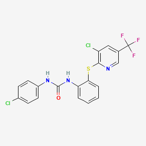 molecular formula C19H12Cl2F3N3OS B2745202 N-(4-chlorophenyl)-N'-(2-{[3-chloro-5-(trifluoromethyl)-2-pyridinyl]sulfanyl}phenyl)urea CAS No. 338773-29-8
