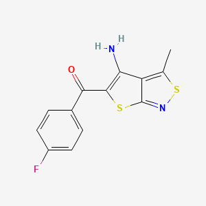 molecular formula C13H9FN2OS2 B2745203 (4-Amino-3-methylthieno[2,3-c]isothiazol-5-yl)(4-fluorophenyl)methanone CAS No. 339017-36-6